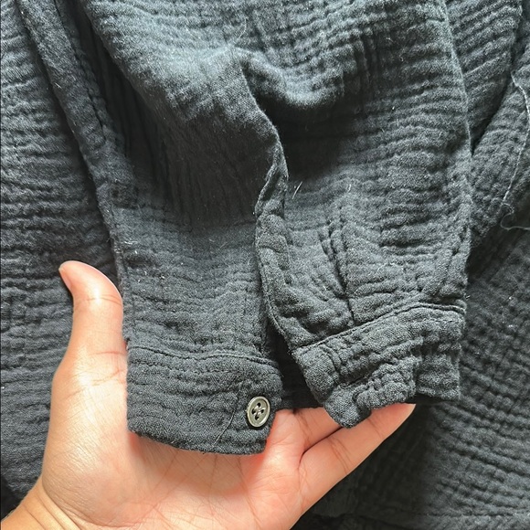 Asymmetrical Black Button-Up Top XL NWOT! - Picture 4 of 4